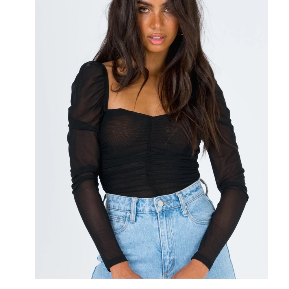Princess Polly Black Sheer Blouse